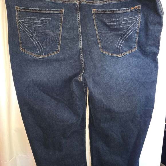 SEVEN 7 of all Man Kind Wide Leg Center Stitch Jeans Mid Rise Dark Wash size 28 - Picture 4 of 10
